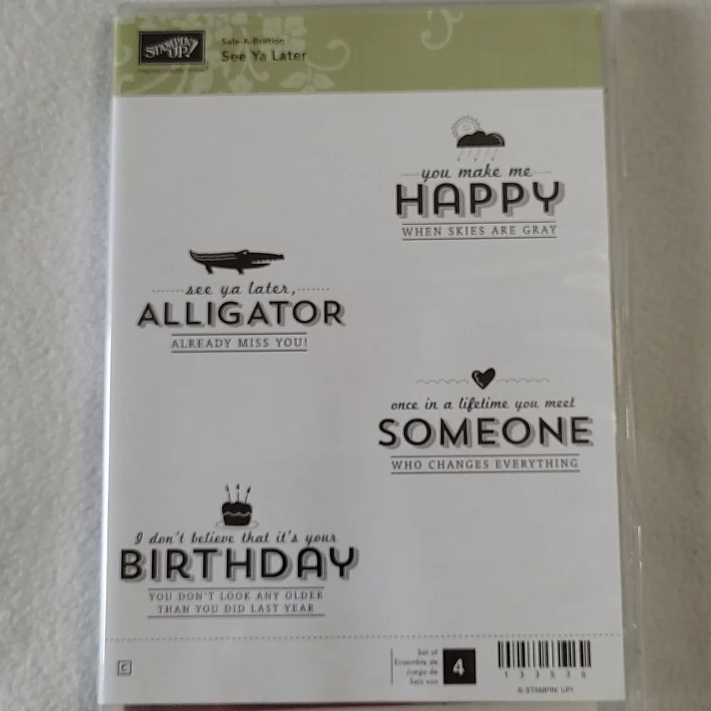 NEW Stampin Up See Ya Later Cling Rubber Stamp Set Later Alligator Birthday Love